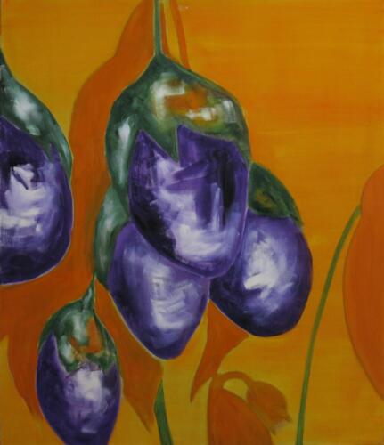 Aubergines, Öl auf Leinwand, 2001, 70x60 cm